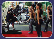 Filming the 'Hooray It's Hollywood' commercial
