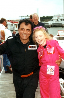Nikki Webster, the new face of Jager cosmetics, with power boat racer and entrepreneur Stefan for the start of the first leg of the 2001 Offshore Championships. Thanks to [url=http://houseofstefan.blogspot.com.au/]houseofstefan.blogspot.com.au[/url].

