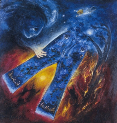 'Nikki's Jeans' painted by David Boyd, auctioned to raise money for Jeans for Genes.
